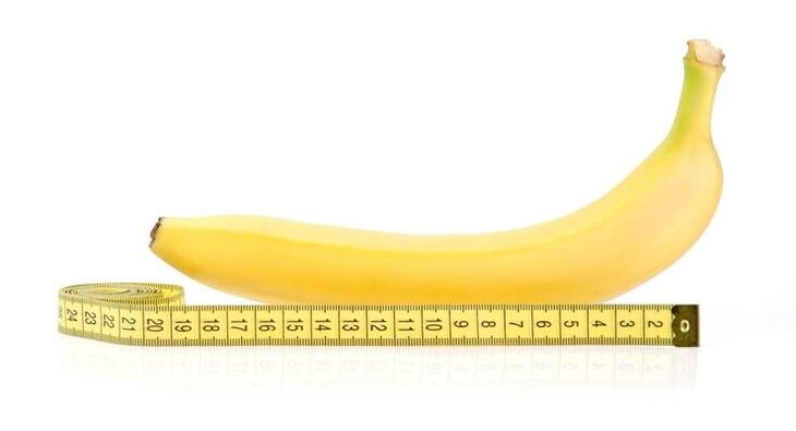 Measure the penis before enlarging using the example of a banana